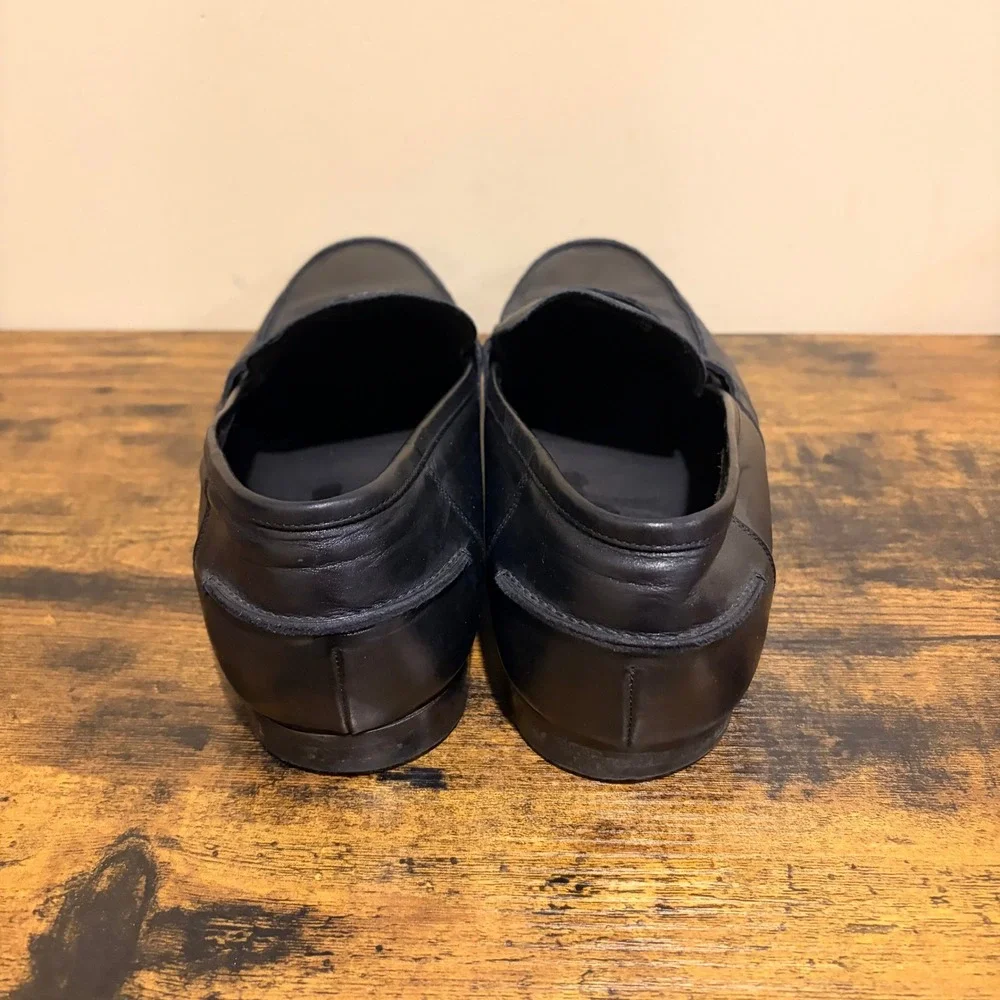 M.Gemi Mens Black Leather Penny Loafers Made in Italy Size 45 9861